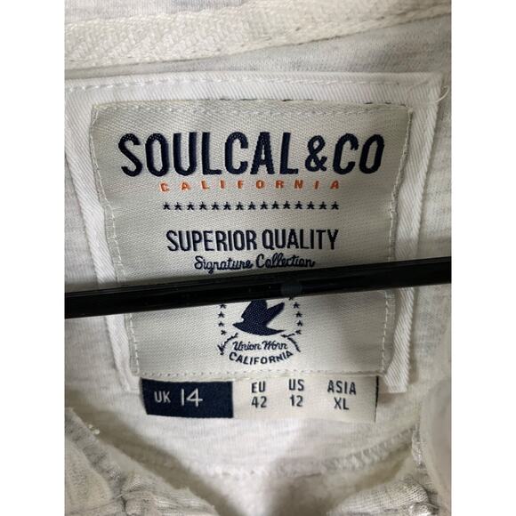 Soulcal & Co Kids Grey Zip-Up Hoodie Size 12 With Drawstrings & Patch Logo - Picture 5 of 6